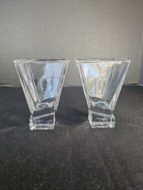 Joy Jolt Carre Modern Geometric Square Heavy Base Cocktail Glasses Set of Two
